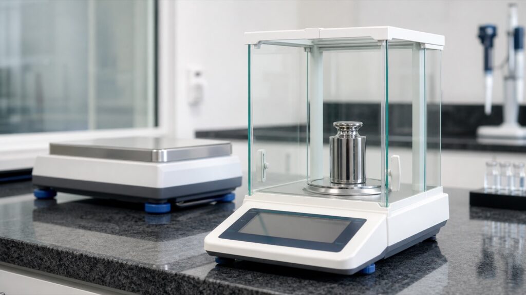 Calibración de báscula y balanza analítica con una masa patrón